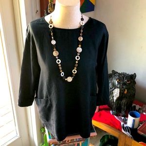 JJILL NAVY LINEN TOP